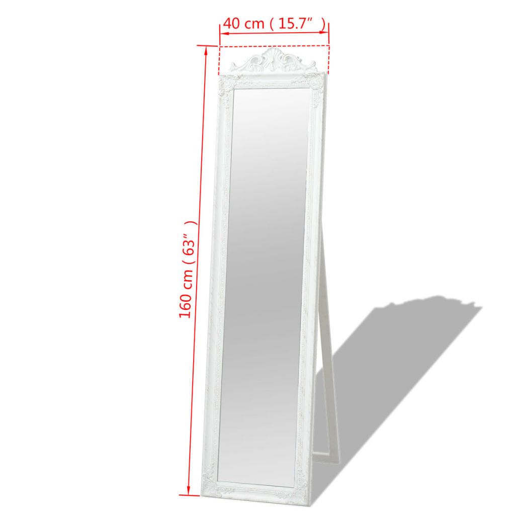 vidaXL Standspiegel im Barock-Stil 160x40 cm Weiß