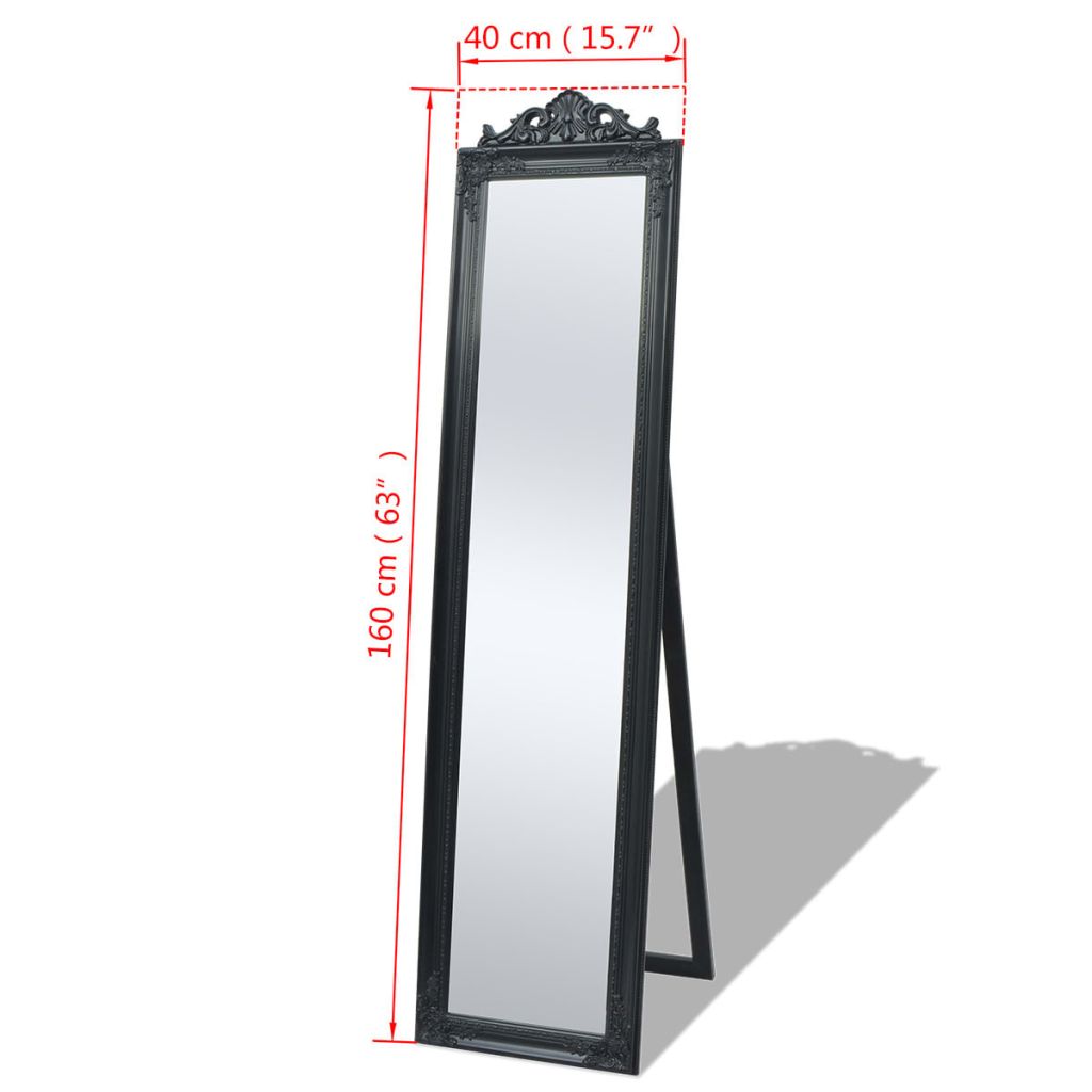 vidaXL Standspiegel im Barock-Stil 160x40 cm Schwarz