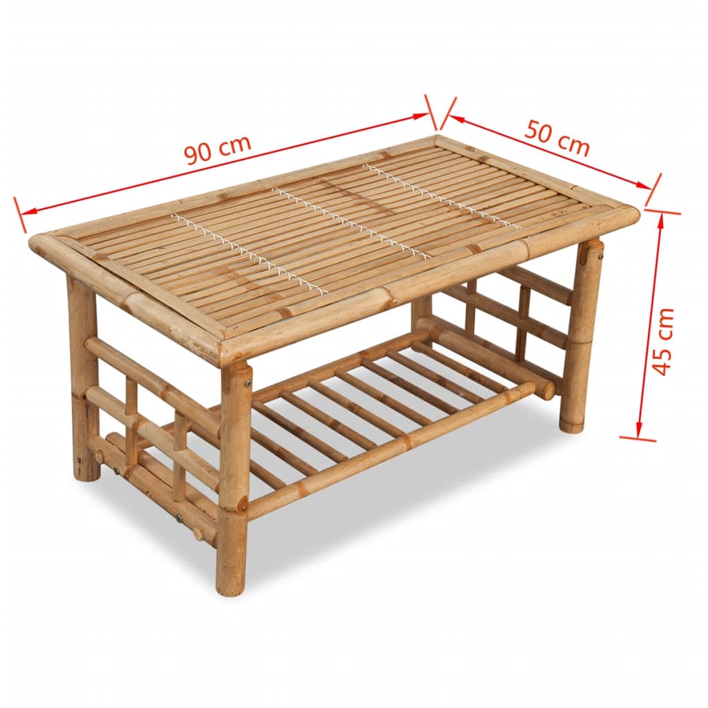 vidaXL Couchtisch Bambus 90x50x45 cm