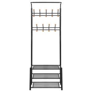 vidaXL Garderobe mit Schuhablage 68×32×182,5 cm Schwarz