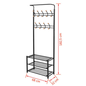 vidaXL Garderobe mit Schuhablage 68×32×182,5 cm Schwarz