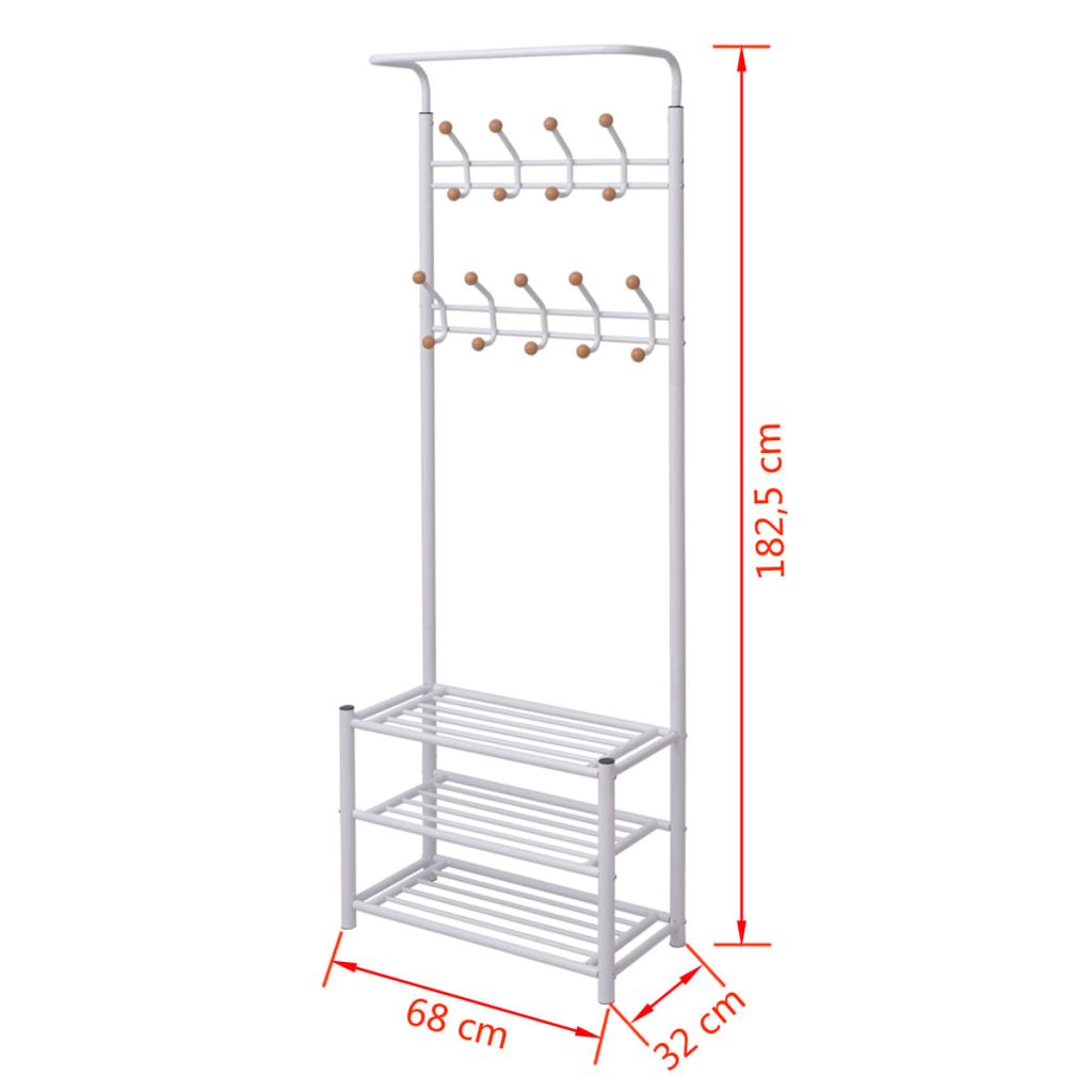 Garderobe mit Schuhablage 68×32×182,5 cm Weiß