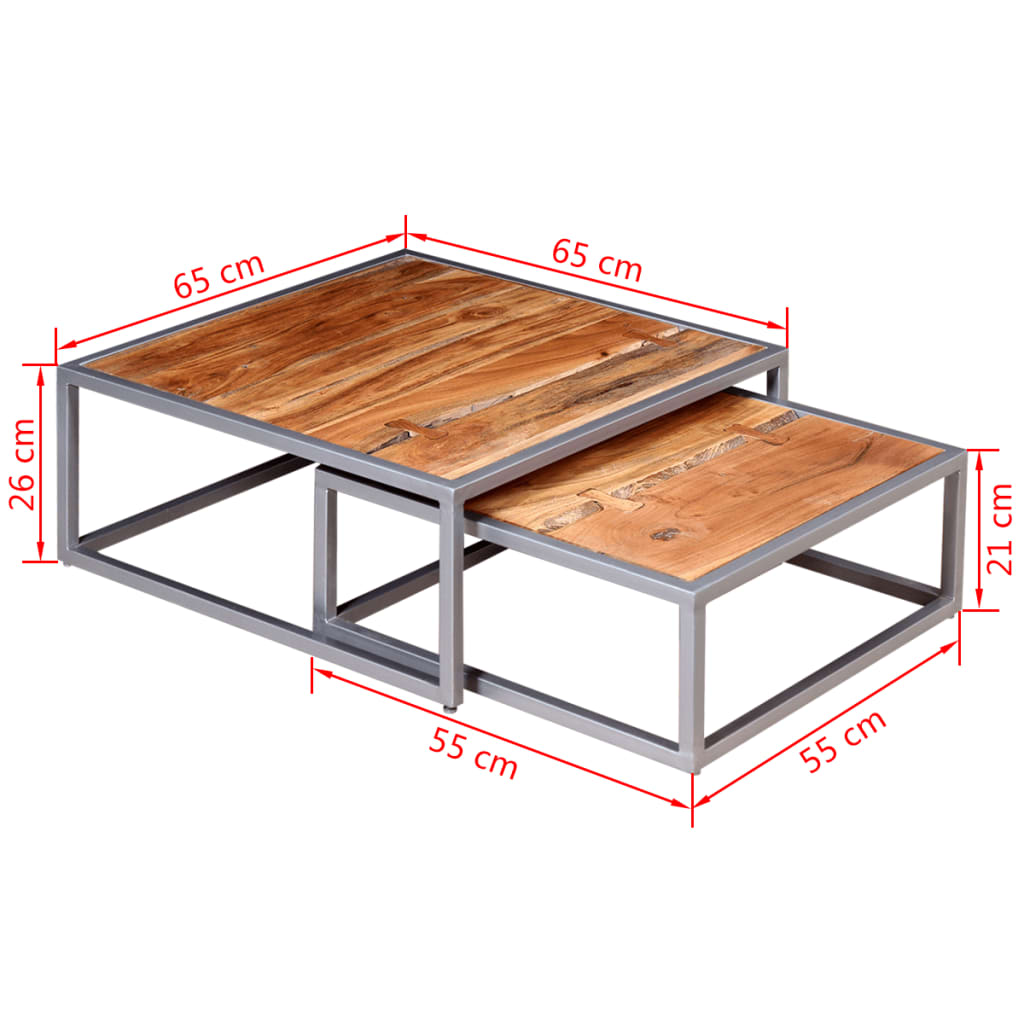 vidaXL 2-tlg. Couchtisch-Set Massivholz Akazie