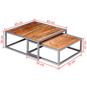 vidaXL 2-tlg. Couchtisch-Set Massivholz Akazie