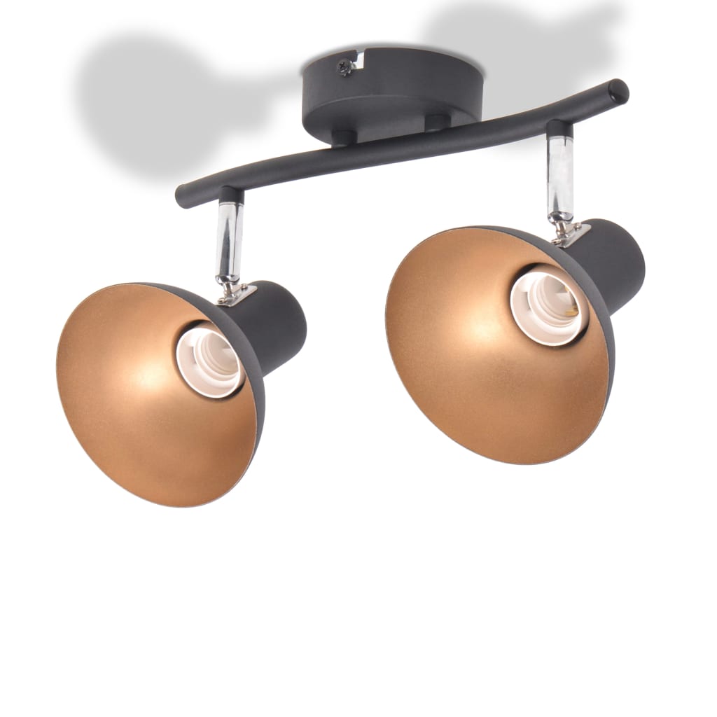 Deckenlampe Für 2 Glühbirnen E27 Schwarz Und Gold