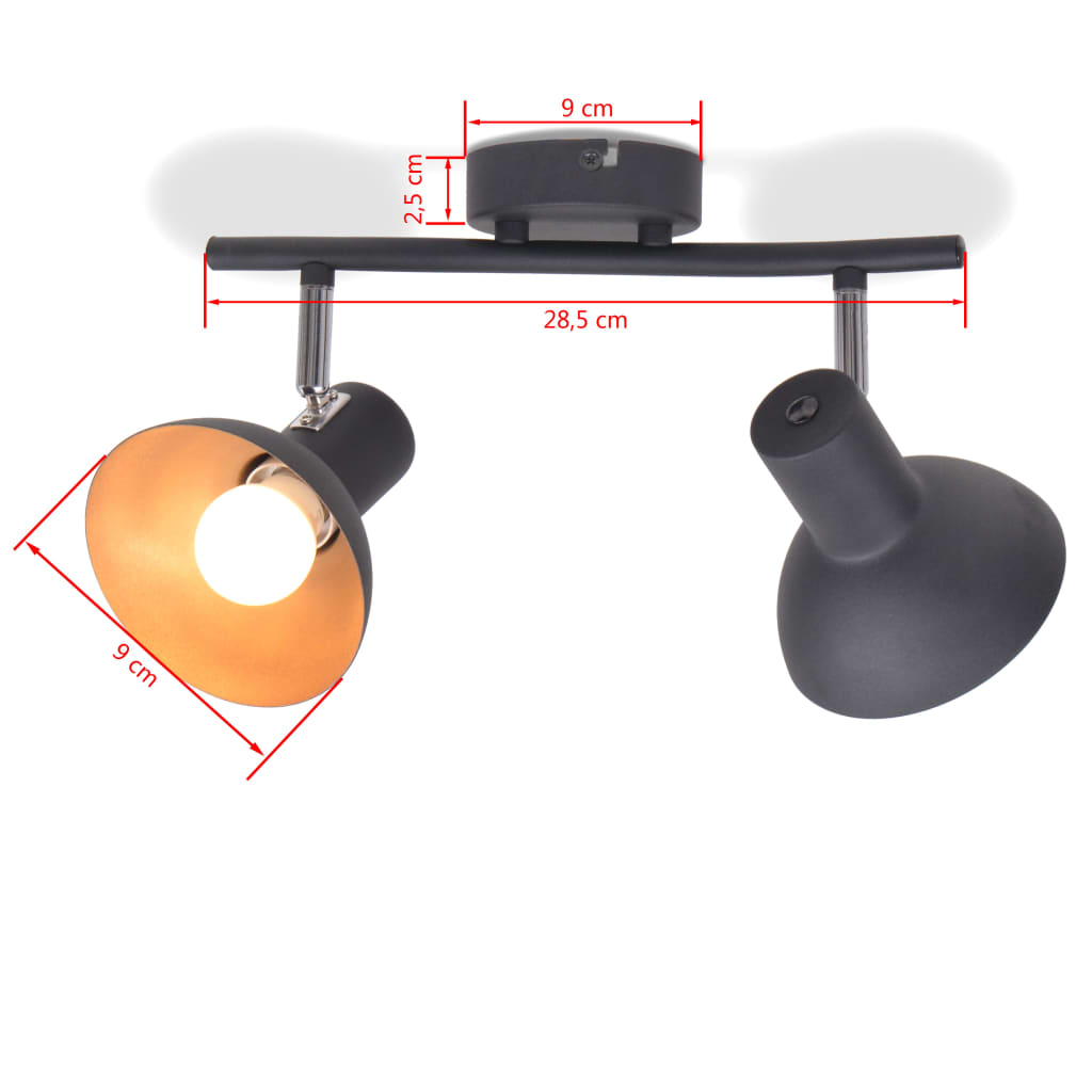 Deckenlampe Für 2 Glühbirnen E27 Schwarz Und Gold