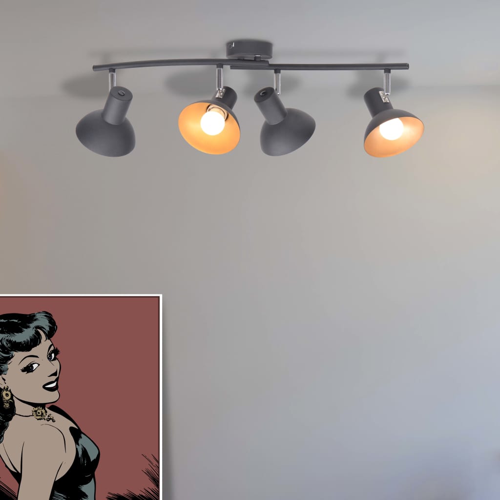 Deckenlampe Für 2 Glühbirnen E27 Schwarz Und Gold