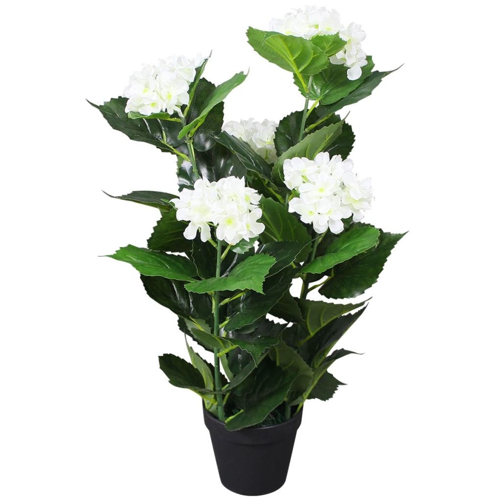 Künstliche Hortensie mit Topf 60 cm Weiß Stilecasa