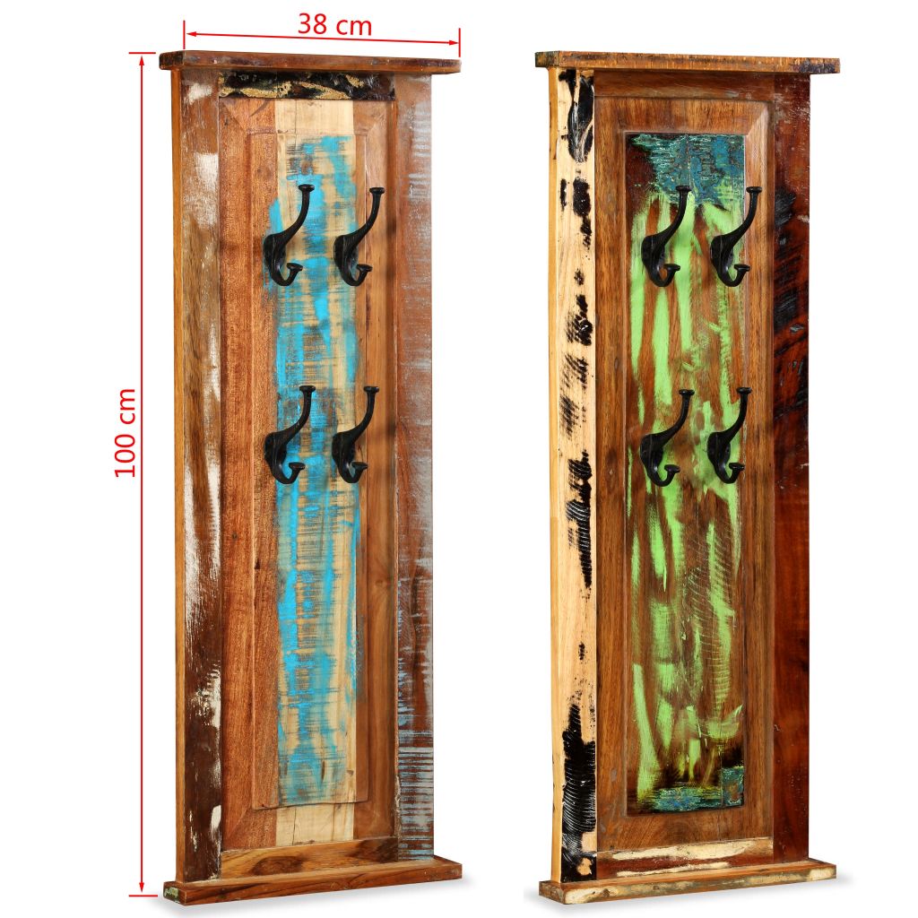 Wandgarderobe 2 Stk. Altholz Massiv 38x100 cm