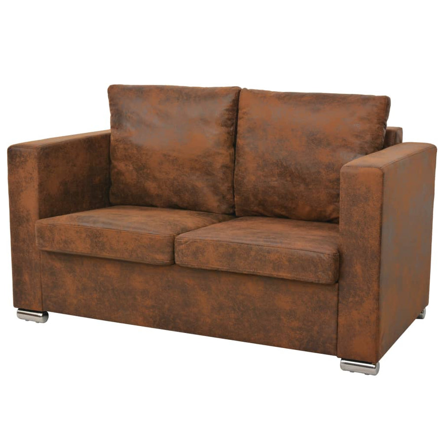 2-Sitzer Sofa 137 x 73 x 82 cm Künstliches Wildleder Stilecasa