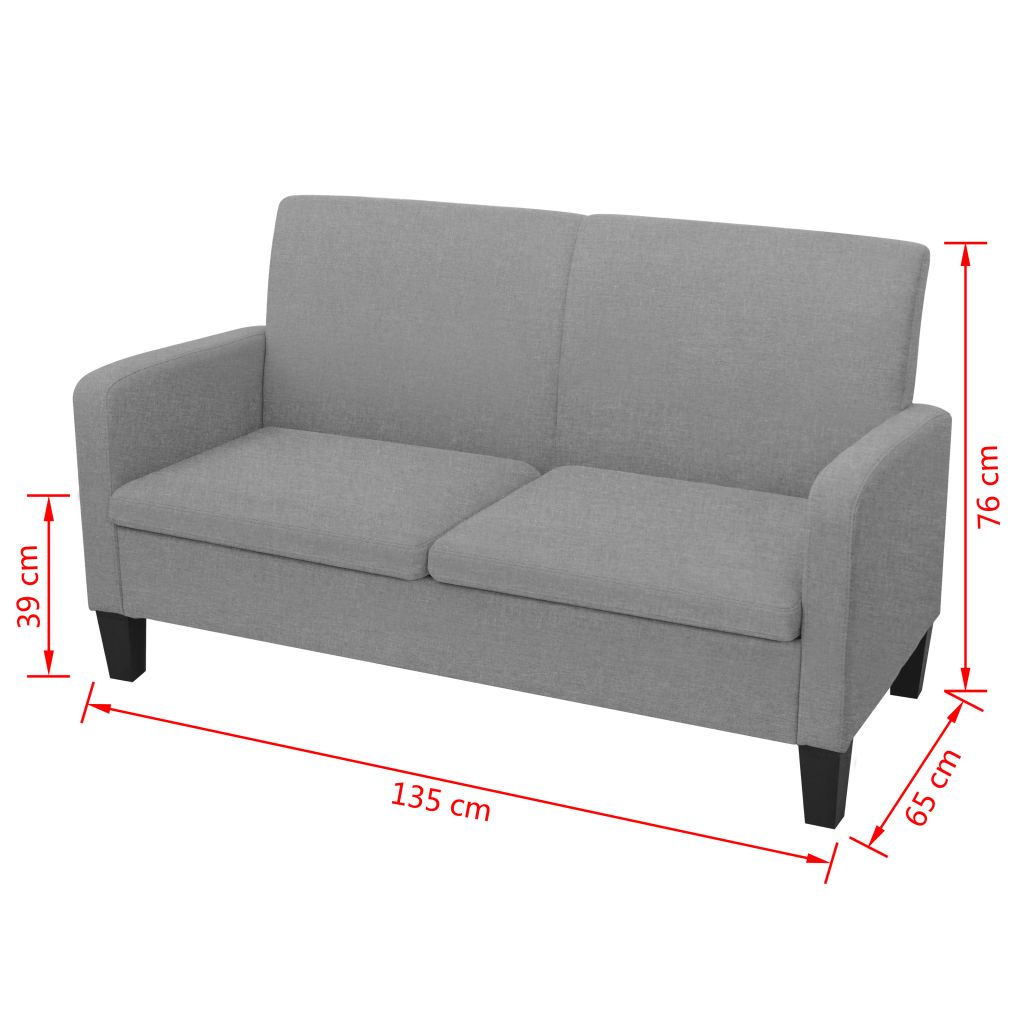 vidaXL 2-Sitzersofa 135 x 65 x76 cm Hellgrau