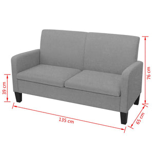 vidaXL 2-Sitzersofa 135 x 65 x76 cm Hellgrau