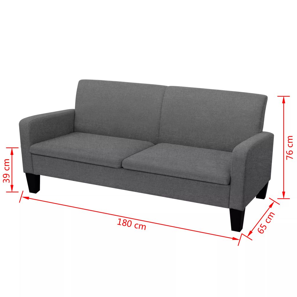 vidaXL 3-Sitzersofa 180 x 65 x 76 cm Dunkelgrau