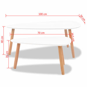 2-tlg. Couchtisch-Set Massivholz Kiefer Weiß