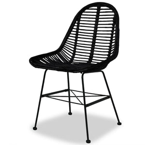 vidaXL Esszimmerstühle 2 Stk. Natur Rattan Schwarz