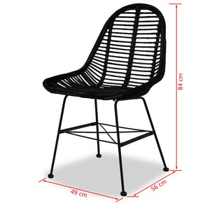 vidaXL Esszimmerstühle 2 Stk. Natur Rattan Schwarz