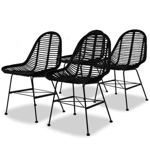 vidaXL Esszimmerstühle 4 Stk. Natur Rattan Schwarz