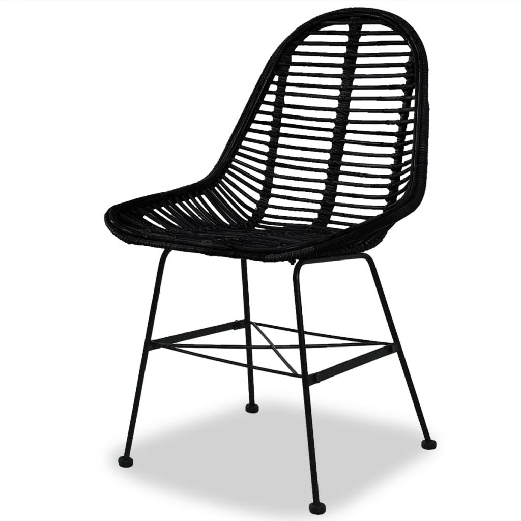 vidaXL Esszimmerstühle 4 Stk. Natur Rattan Schwarz