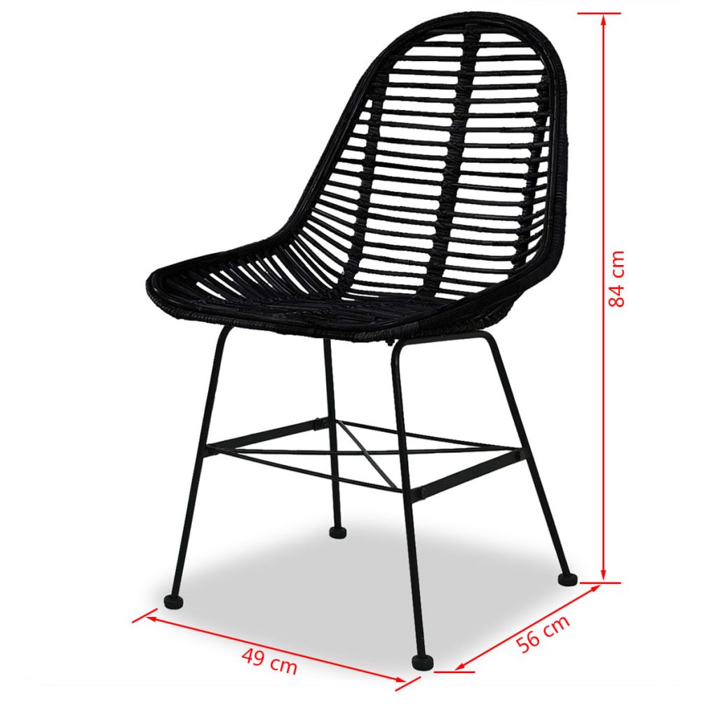 vidaXL Esszimmerstühle 4 Stk. Natur Rattan Schwarz