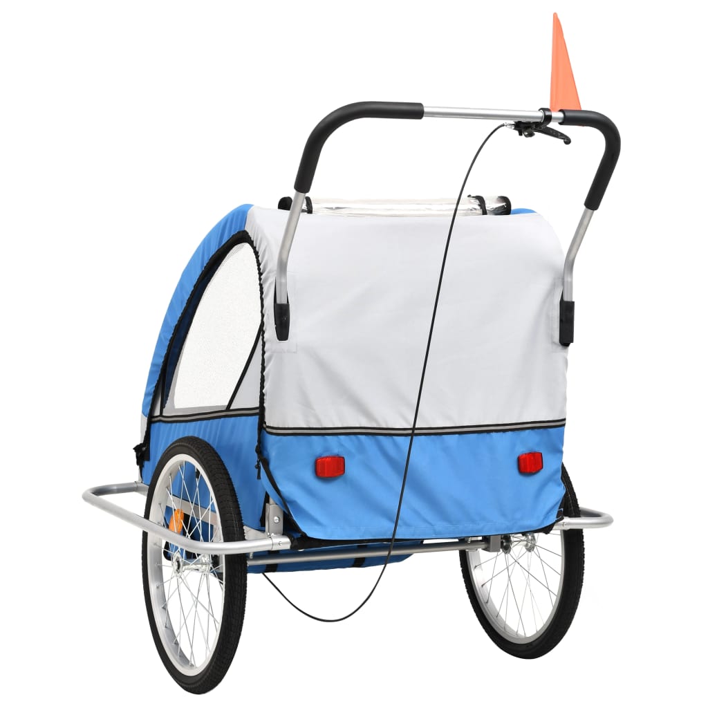 vidaXL 2-in-1 Fahrradanhänger und Kinderwagen Blau und Grau