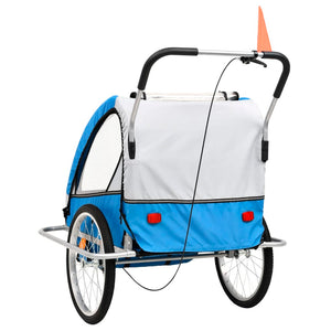 vidaXL 2-in-1 Fahrradanhänger und Kinderwagen Blau und Grau