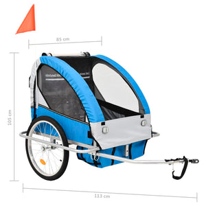 vidaXL 2-in-1 Fahrradanhänger und Kinderwagen Blau und Grau