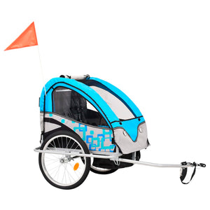 vidaXL 2-in-1 Fahrradanhänger und Kinderwagen Blau und Grau