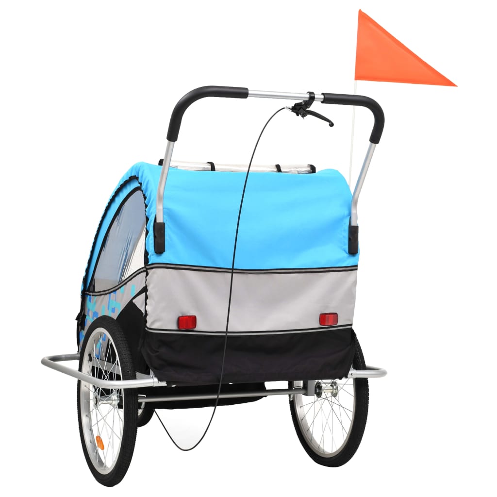 vidaXL 2-in-1 Fahrradanhänger und Kinderwagen Blau und Grau