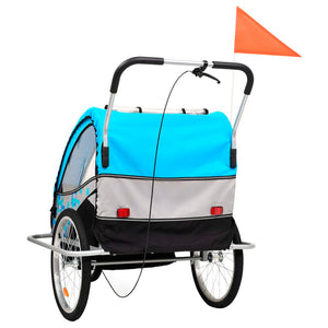 vidaXL 2-in-1 Fahrradanhänger und Kinderwagen Blau und Grau