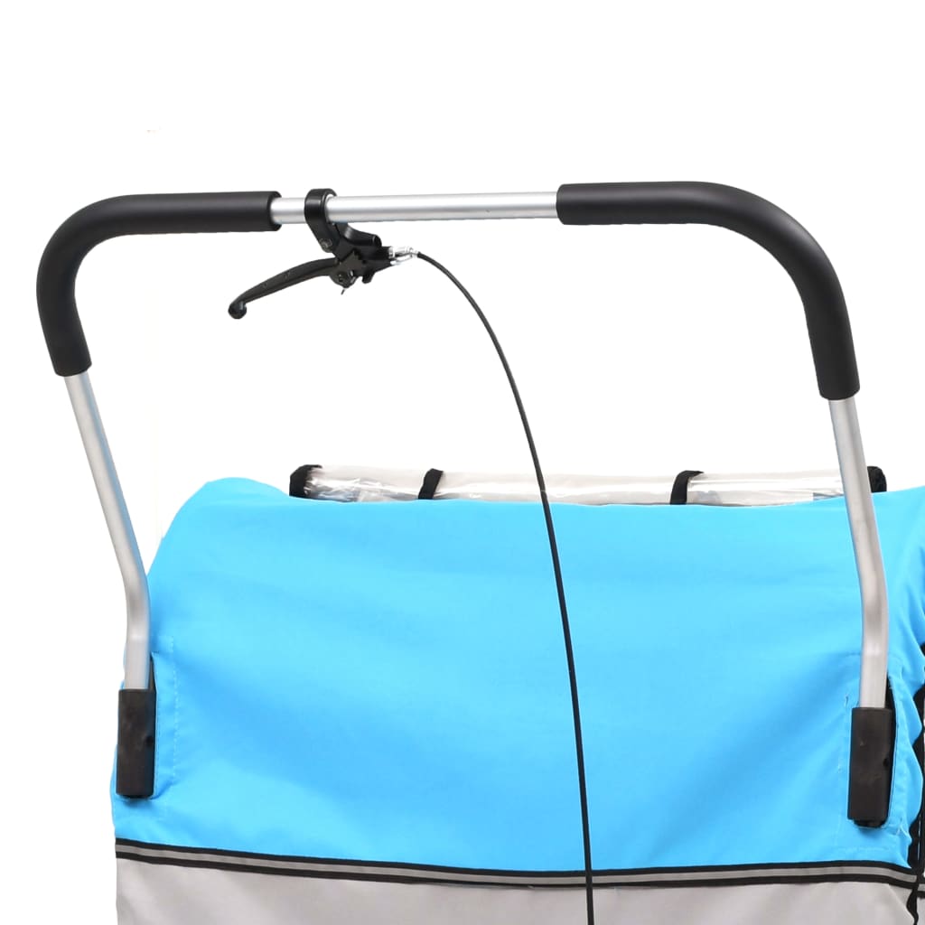 vidaXL 2-in-1 Fahrradanhänger und Kinderwagen Blau und Grau