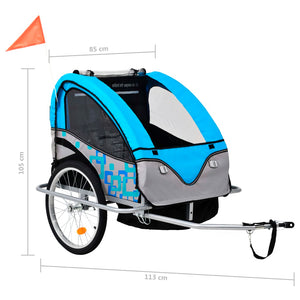 vidaXL 2-in-1 Fahrradanhänger und Kinderwagen Blau und Grau