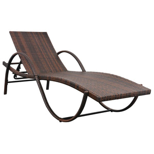 Sonnenliegen 2 Stk. mit Tisch Poly Rattan Braun