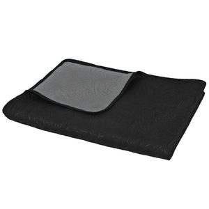 vidaXL Zweiseitige Tagesdecke Gesteppt 220 x 240 cm Grau und Schwarz