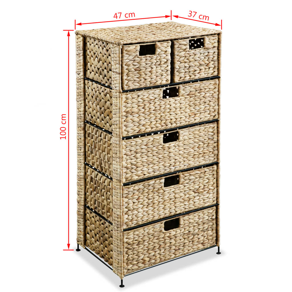 Lagereinheit mit 6 Körben 47 x 37 x 100 cm Wasserhyazinthe Stilecasa
