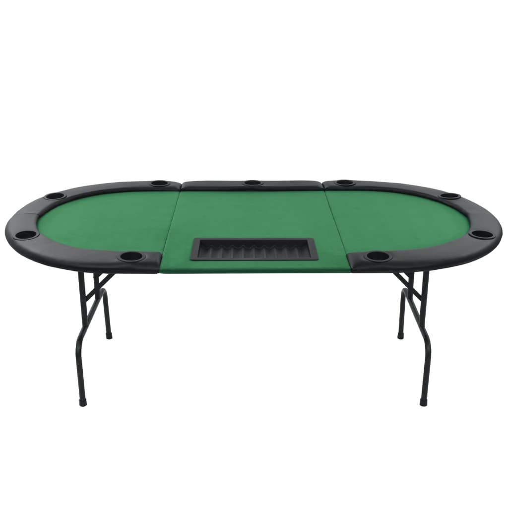 vidaXL 9-Spieler Poker Falttisch 3-fach Faltbar Oval Grün