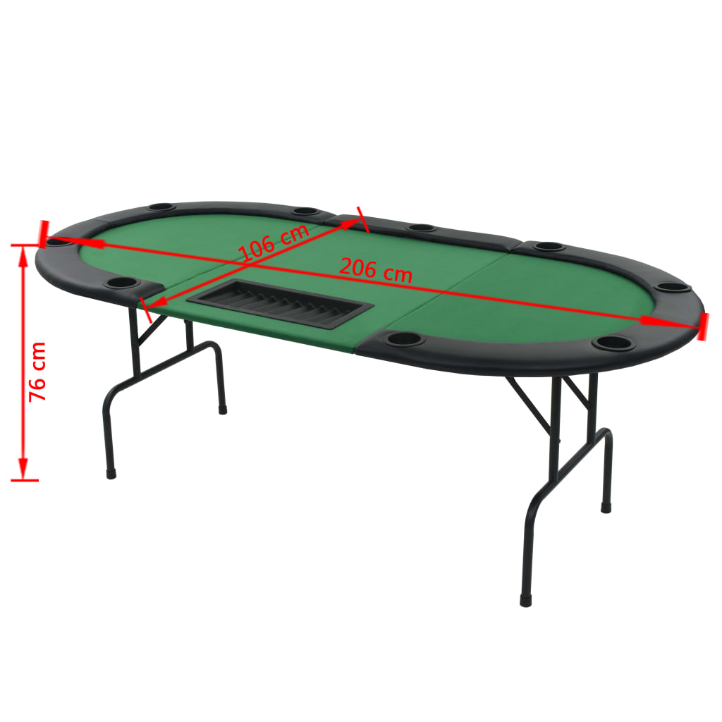 vidaXL 9-Spieler Poker Falttisch 3-fach Faltbar Oval Grün