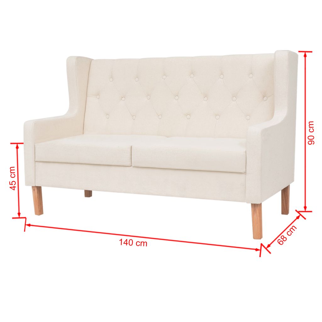 vidaXL 2-tlg. Sofa-Set Stoff Cremeweiß