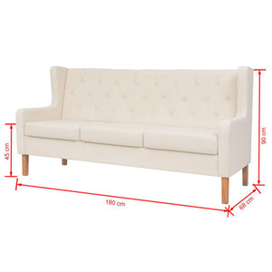 vidaXL 2-tlg. Sofa-Set Stoff Cremeweiß