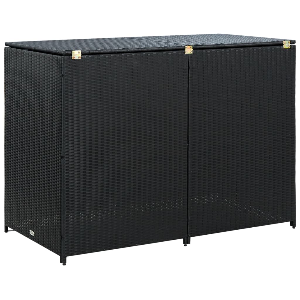 Mülltonnenbox für 2 Tonnen Poly Rattan Schwarz 148x80x111 cm