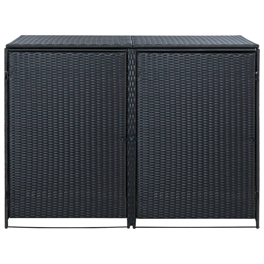 Mülltonnenbox für 2 Tonnen Poly Rattan Schwarz 148x80x111 cm