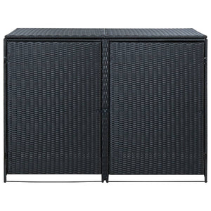 Mülltonnenbox für 2 Tonnen Poly Rattan Schwarz 148x80x111 cm