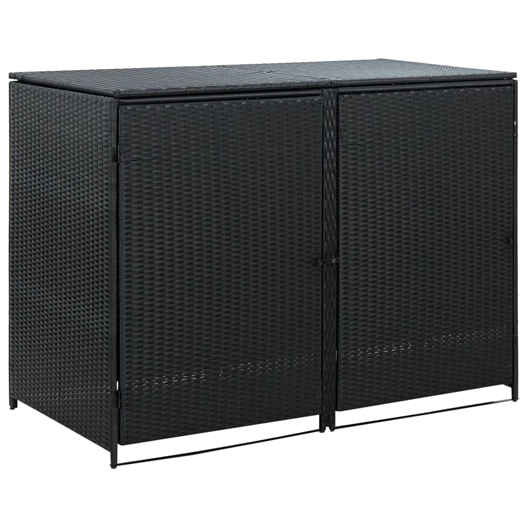 Mülltonnenbox für 2 Tonnen Poly Rattan Schwarz 148x80x111 cm