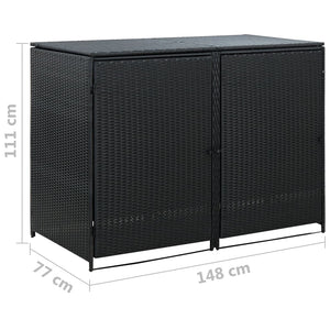 Mülltonnenbox für 2 Tonnen Poly Rattan Schwarz 148x80x111 cm