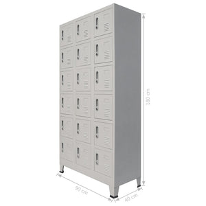 Schließfachschrank mit 18 Fächern Metall 90x40x180 cm Stilecasa