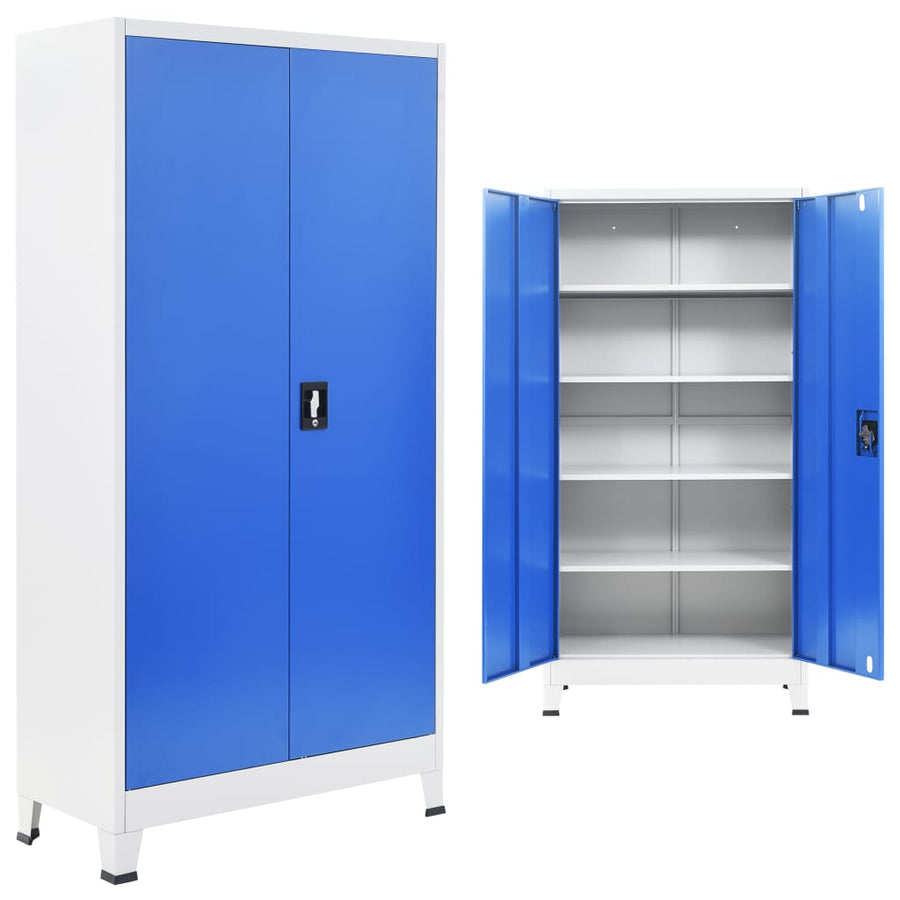 Büroschrank Metall 90x40x180 cm Grau und Blau VIDAXL