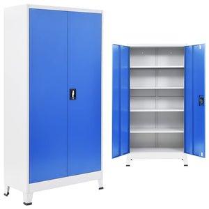 Büroschrank Metall 90x40x180 cm Grau und Blau VIDAXL