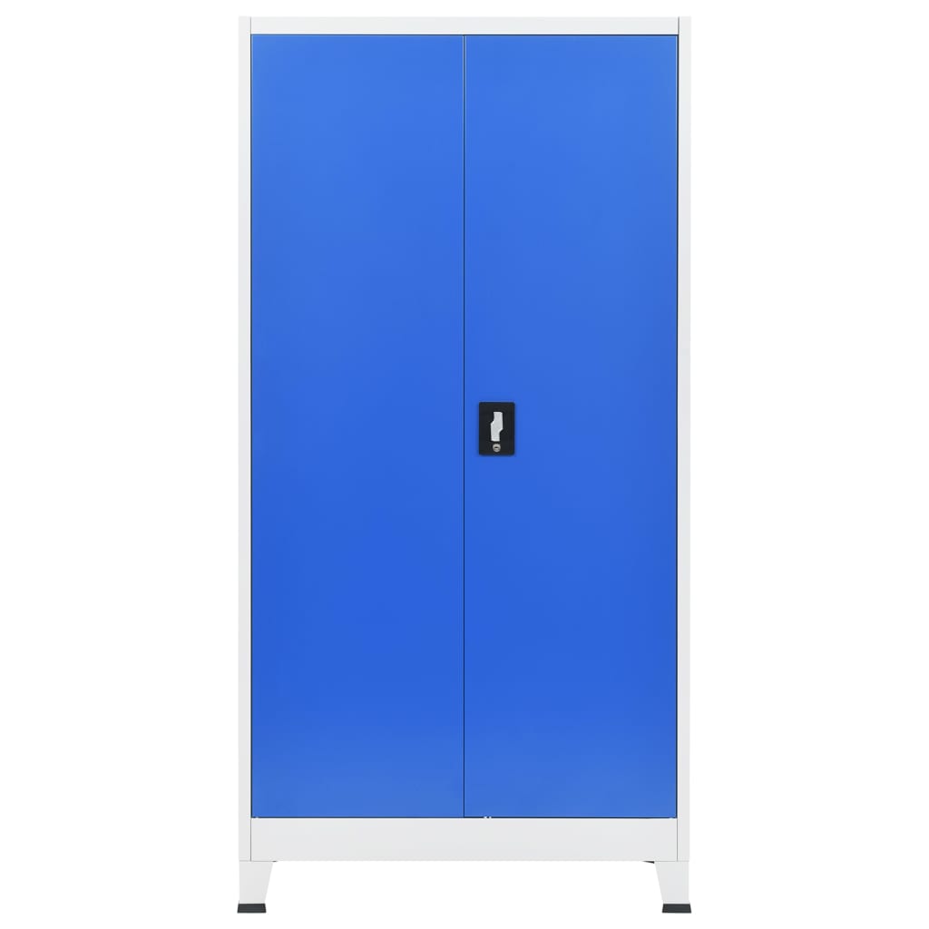 Büroschrank Metall 90x40x180 cm Grau und Blau VIDAXL