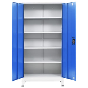 Büroschrank Metall 90x40x180 cm Grau und Blau VIDAXL