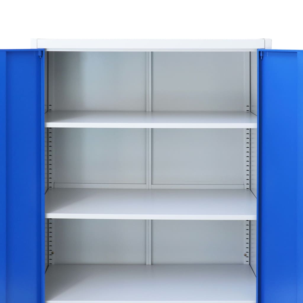 Büroschrank Metall 90x40x180 cm Grau und Blau VIDAXL