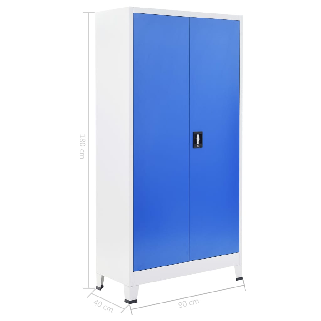 Büroschrank Metall 90x40x180 cm Grau und Blau VIDAXL